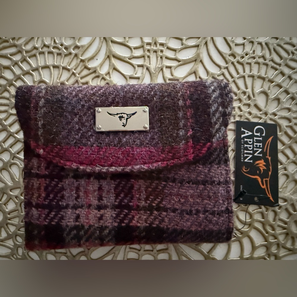 Wool Plaid Compact Wallet - Pink Multi - Picture 10 of 11